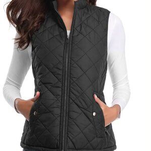 Fuinloth Women's Quilted Vest Black Size S